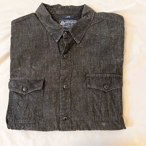 American Rag Men’s Snap Button Shirt - Large Nearly Black Charcoal